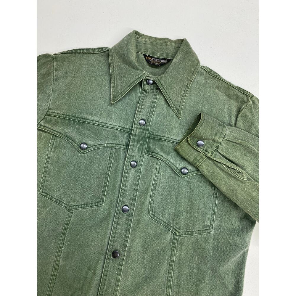 VTG 80s Men JCPenney metal snap button canvas Western workwear shirt, 42 (M/L)